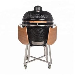 Gratar ceramica Kamado TOP, cu roti, 25 inch, Negru