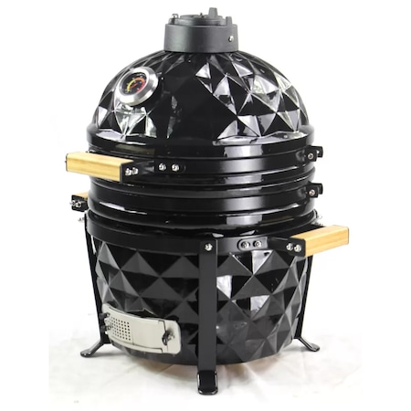 Gratar ceramica Kamado TOP, model Diamond, fix, 15 inch, Negru